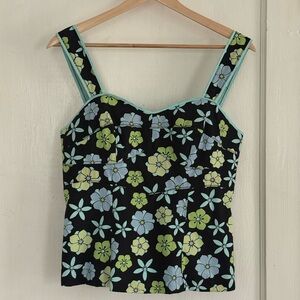 Sigrid Olsen Floral Black and Green Women's Top Size 4